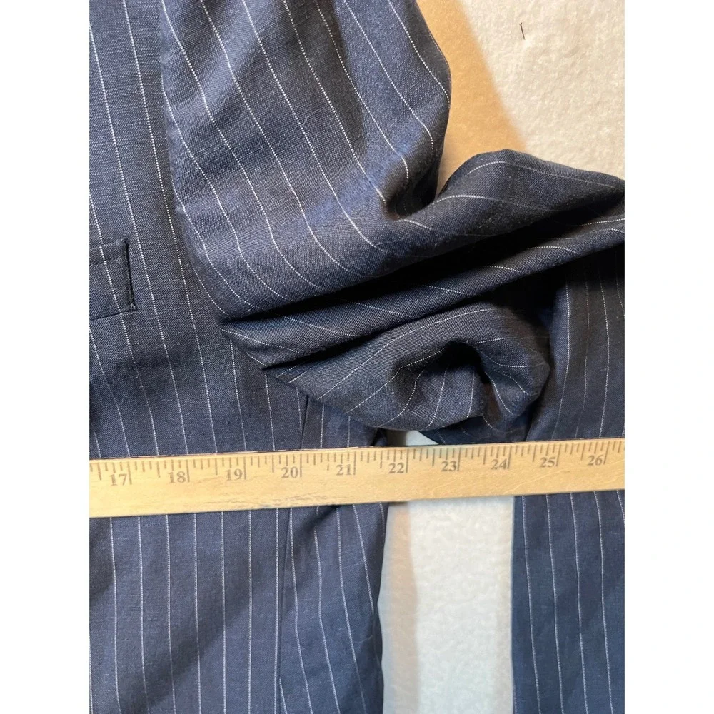 Alex Cannon Mens Pinstripe Wool Linen Blazer‎ Jacket Elbow Patches Size L/G